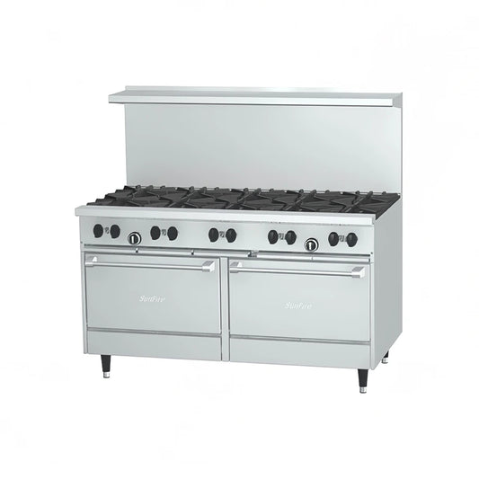 60" 10 Burner Gas Range w/ (2) Standard Ovens