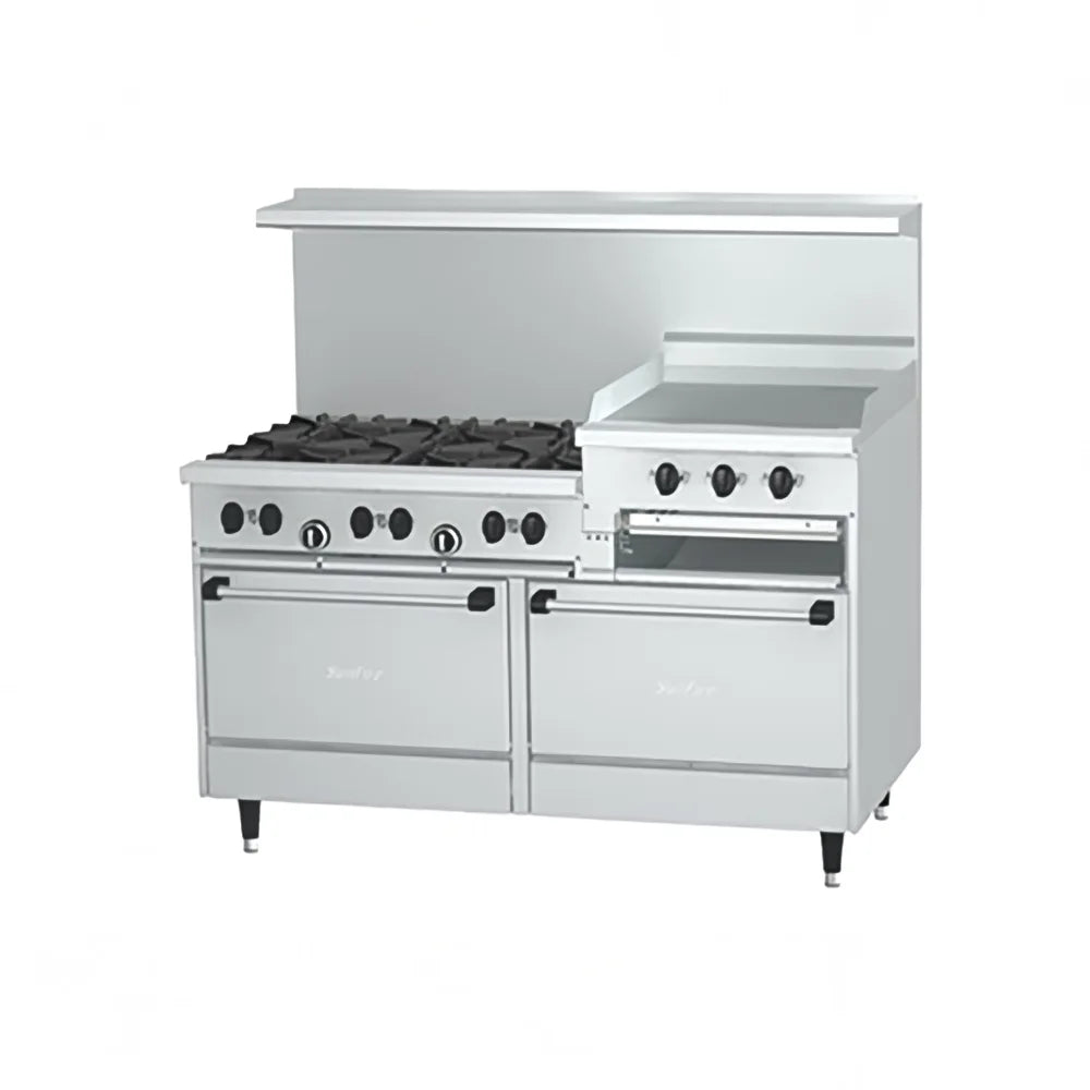 60" 6 Burner Sunfire Gas Range w/ Griddle/Broiler & (2) Standard Ovens